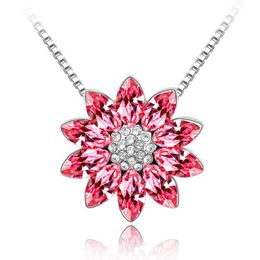 High Quality Luxury Crystal Flower Necklaces Pendants Made With Crystal ELements Women Costume Jewelry Free Shipping