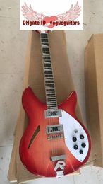 Custom Cherry Sunburst 360 12 Strings Electric Guitar Semi Hollow Body guitar Free shipping