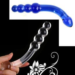 Sex Products Double Ended Headed Crystal Glass Dildo Fake Penis Adult Anal Toys Butt Plug Female Male Masturbation