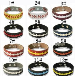 softball baseball sport bracelet- actual baseball leather bracelet ,Yellow softball leather with red seams stitching Leather Baseball