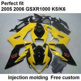 High quality fairings for Suzuki GSXR1000 2005 2006 yellow black injection Moulded fairing kit GSXR1000 05 06 FG12