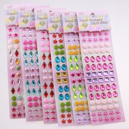 Colourful Loose Diamonds Rhinestones Sticker DIY Flower Heart Beads Stone Acrylic Star Prismatic Self-adhesive