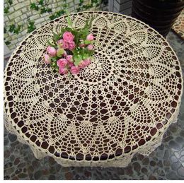 Handmade Crochet Round Tablecloth Lace Table Cover Cup Mat Placemat 70/ 80/ 90CM Shabby Vintage DIY Crocheted Table Cloth