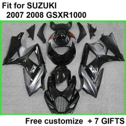 Free custom fairing kit for Suzuki GSXR1000 07 08 silver black fairings set GSXR1000 2007 2008 CV78