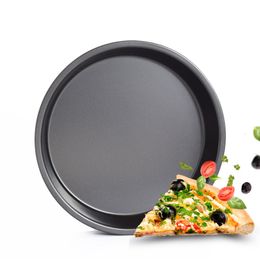 DIHE 9Inch Carbon Steel Pizza Pan One Design Rugged and Durable Durable nonstick coated Black 8inch Aluminium Baking tools /cake baking pan