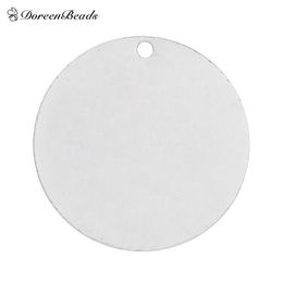 DoreenBeads Copper Blank Stamping Tags Pendants Round for Necklaces Earrings Bracelets silver Colour 25mm(1") Dia,20PCs