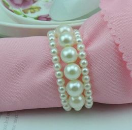 New Shiny White Round Imitation Pearls Napkin Rings for wedding dinner,showers,holidays,Table Decoration Accessories