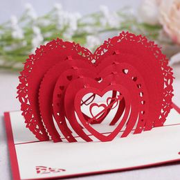 Valentines Day Gift Heart 3D Pop Up Greeting Card Postcard Matching Envelope Laser Cut Handmade Birthday Post Card ZA5976