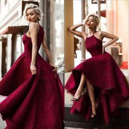 Long Sexy Red Ball Gown Halter Sleeveless Evening Dresses 2021 Yousef Aljasmi Hi-Lo Sweety Lace Runway Fashion Ladies formal tuxedo