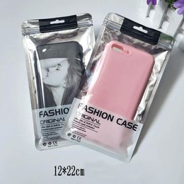 2000Pcs 13.5X24cm 12*22cm 11*19cm Aluminum Foil zipper Bag Cell Phone Accessories Leather Cover Packaging Package Bag for 6.7 inch case