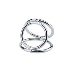 3 Cock Ring Cock Ball Stretcher Stainless Steel Penis Ring Adult Game Male Chastity Belt Lock For Men Adult Sex Toys Sex Product