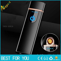 2018 New Usb charge electronic lighter windproof thin male personality Women electric heating wire colorful cigarette lighter