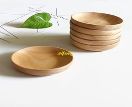 1pcs Free shipping 10.5cm Round Wooden dish Natural Wood Plate Dishes Fruit Tray Plates Dinnerware Sets Kitchen Tools