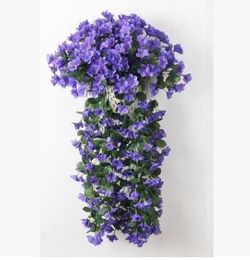 Eco Friendly New Violet Fleur Artificielle Bouquet Rotin Vigne Congé Projet Mur Souple Monté Suspendu Fleur Décorative Pipeline De Fleurs