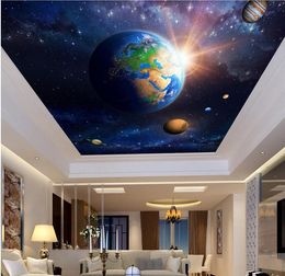 papel de parede Customised Photo Wallpaper 3D Stereo Space planet Ceiling papel de parede 3d wallpaper for walls 3 d