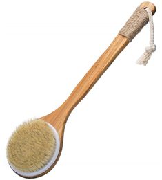 Natural Bristles Bath Dry Body Brush Back Brush With Long Bamboo Handle Exfoliating Dry Skin Shower Brush
