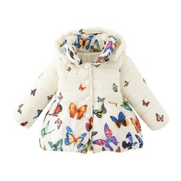 Fashion Toddler Baby Girls Winter Coat Infants Kid Cotton Butterfly Parkas Outwear Girl Down Clothes