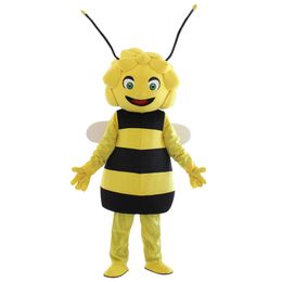Maya the bee Mascot Costumes Animated smile bee Girls Cospaly Cartoon mascot Character adult Halloween party Carnival Costume