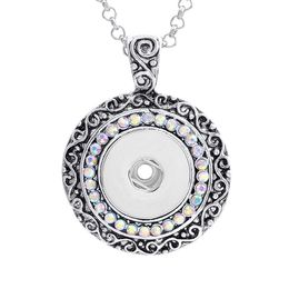 Fashion Crystal Snap Button necklace 18MM Ginger Snaps Buttons Charms With Stainless steel chain Necklaces for women Jewellery