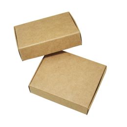 50 Pcs 8.5*7*2cm Vintage Brown Small Paper Gift Box Christmas Party Favour Candy Craft Paperboard Package Boxes
