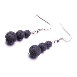 Cheap 6mm 8mm 10mm Lava Stone Bead Earring Aromatherapy Essential Oil Perfume Diffuser Dangle Earrings for women Jewellery