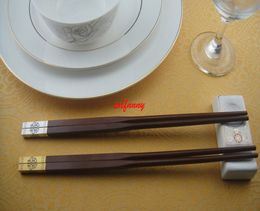 Double Happiness Quality Mahogany Gold Red Sandalwood Wood Chopsticks Tableware Wedding Favor Gift Chopsticks F062501