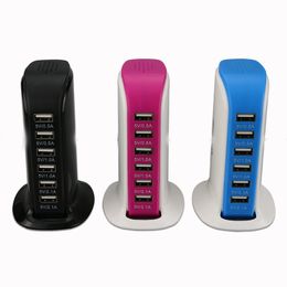 6 USB Ports Multi Charging Port Desktop MultiFunction Wall Fast Charger Station AC Power Adaptor with Retail Box DHL FEDEX