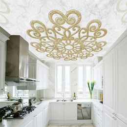 Custom 3d Mural European Style Marble Texture 3d Stereo Relief Ceiling Wallpaper For Living Room Hotel Restaurant Luxury Fresco