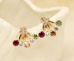 Hot Style Rhinestone five-pointed star butterfly crown earring colorful earring products ear pin female anaphylactic ear pin fashion classic