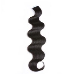 Tape in Human Hair Extensions #1B Natural Colour body wave Remy Skin Weft Remy Hair Extensions Slik Tape ins Extensions