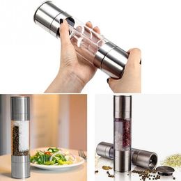 Metal Pepper Grinder 2 in 1 Stainless Steel Manual Salt & Pepper Mill Kitchen Spice Grinder Cooking Accessories LX3429