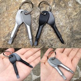 -Schraubendreher Schlüsselbund Outdoor Pocket Mini Schraubendreher Set Schlüsselanhänger mit Schlitz Phillips Hand Schlüssel Anhänger Schlüsselanhänger WX9-204