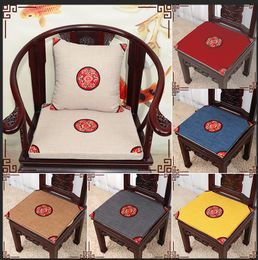 Ethnic Embroidery Vintage Chair Seat Cushion Cotton Linen Home Decor Chinese style Dining Chair round-backed armchair Cushions