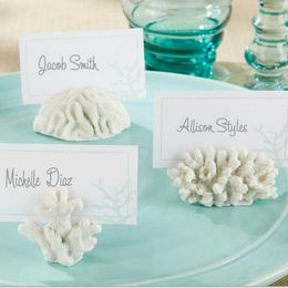 100pcs seven Seas White Summer Coral Resin Place Card Holder Photo Holder Beach Theme Wedding Frame Party