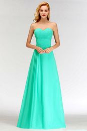 Summer Beach Sweetheart Bridesmaid Dresses Long A Line Chiffon Draped Pleats Floor Length Maid Of Honour Gowns Plus Size Prom Dresses