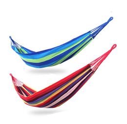 Portable 120 kg Load-bearing Garden Hammock Hang Bed Travel Camping Swing Survival Outdoor Sleeping Bags Canvas Stripe 190*80CM SN191