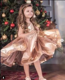 2019 Gold Princess Flower Girls Pageant Dresses 2019 Designer Kids Baby Girl Party Wear Dresses abiti da cerimonia