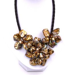 WOW! freshwater pearl brown shell flower necklace 18inch nature 60mm gift baroque wholesale beads