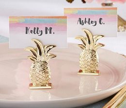 Free Shipping 200PCS Gold Pineapple Place Card Holder Tropical Wedding Favors Place Card Clip Even Party Table Decor Ideas SN449