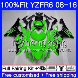 Injection For YAMAHA YZF R6 Black flames YZF-600 YZFR6 08 13 14 15 16 234HM.33 YZF 600 R 6 YZF600 YZF-R6 2008 2013 2014 2015 2016 Fairings