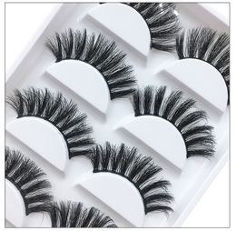 Mink lashes handmade reusable false eyelashes makeup 5 pairs each set soft real mink fur hair natural long DHL Free