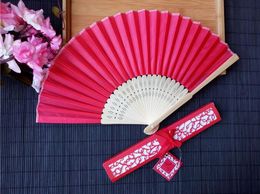 Free shipping 120pcs lot Personalised printing text on wedding silk hand fans with Laser-Cut Gift Box Party Favours Wedding Gifts SN099
