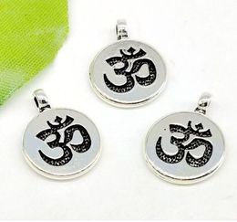 100Pcs/lot alloy Yoga OM Charms Antique silver Charms Pendant For necklace Jewelry Making findings 20x15mm