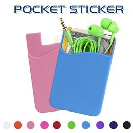 -Telefono Pocket Sticker 3M Carta adesiva Adesivo Slot per scheda Carta di credito Portafoglio Custodia a tasca Custodia universale per Smartphone con borsa OPP