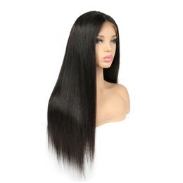 Brazilian Straight Hair Silk Base Lace Front Wigs Adjustable Pre Plucked Lace Frontal Human Hair Wigs Glueless Wigs Black Women Wholesale