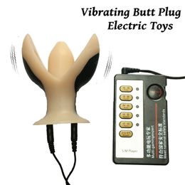 Sex Shop Electro Shock Anal Speculum Butt Plug Dilator 10 speed Vibrator Electric Shock Prostate Massager Sex Toys for Men Women Y1892803
