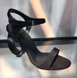 2018 open Toe celebrity shoes Ankle strap gladiator Sandals black High Heel Women Pumps strange heel Sandals