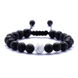 8MM White Black Lava Stone Essential Oil Diffuser Bracelet Woven Hand Strings Bracelets for Women Jewellery