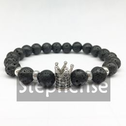 CZ0056 Hot Sale 2019 New Design Energy Men`s Bracelet Fashion Lava Crown Charm Bracelet Powerful Jewellery Wholesale Free Shipping