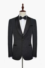 Groom Tuxedos Black Paisley Men Wedding Tuxedos Shawl Lapel Men Jacket Blazer Men Dinner/Darty Suit Customize Designe(Jacket+Pants+Tie) 1233